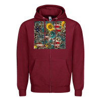 Burgundy America Flag Leopard Gemstone Sunflower Zipper Hoodie - CowCowDesign