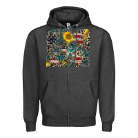 Charcoal Heather America Flag Leopard Gemstone Sunflower Zipper Hoodie - CowCowDesign