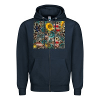 Navy America Flag Leopard Gemstone Sunflower Zipper Hoodie - CowCowDesign