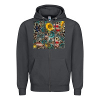 Smoke America Flag Leopard Gemstone Sunflower Zipper Hoodie - CowCowDesign