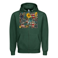 Sports Green America Flag Leopard Gemstone Sunflower Zipper Hoodie - CowCowDesign