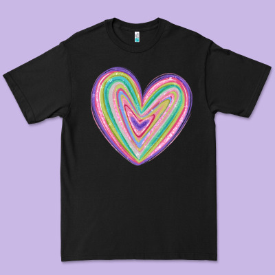 Valentine's Day Colorful Heart Premium Tee Designed By Maliassmallbusiness