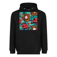 Black baseball helmet and glove with serape seamless pattern Heavyweight Hoodie - BundleAndBundleShop