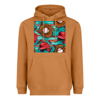 Meerkat baseball helmet and glove with serape seamless pattern Heavyweight Hoodie - BundleAndBundleShop