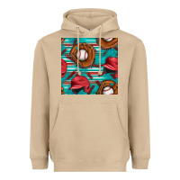 Mushroom baseball helmet and glove with serape seamless pattern Heavyweight Hoodie - BundleAndBundleShop