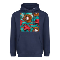 Navy baseball helmet and glove with serape seamless pattern Heavyweight Hoodie - BundleAndBundleShop
