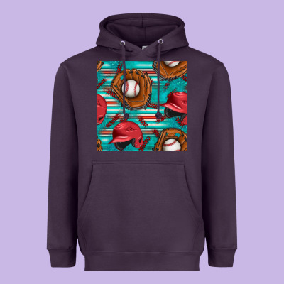 Baseball Helmet And Glove With Serape Seamless Pattern Heavyweight Hoodie Designed By Bundleandbundleshop