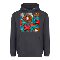 Smoke baseball helmet and glove with serape seamless pattern Heavyweight Hoodie - BundleAndBundleShop
