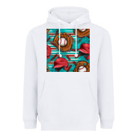White baseball helmet and glove with serape seamless pattern Heavyweight Hoodie - BundleAndBundleShop