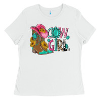 White cow girl western boots Ladies Tee - MaliasSmallBusiness