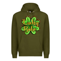 Army Green St. Patrick's Lucky babe Premium Hoodie - OliviaCreatesArt