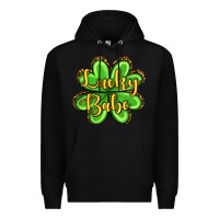 Black St. Patrick's Lucky babe Premium Hoodie - OliviaCreatesArt