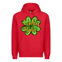 Red St. Patrick's Lucky babe Premium Hoodie - OliviaCreatesArt