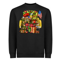 Black Christmas army gnomes truck 4th of july Heavyweight Sweatshirt - HowdyJamesFarm