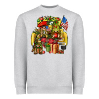 Heather Grey Christmas army gnomes truck 4th of july Heavyweight Sweatshirt - HowdyJamesFarm