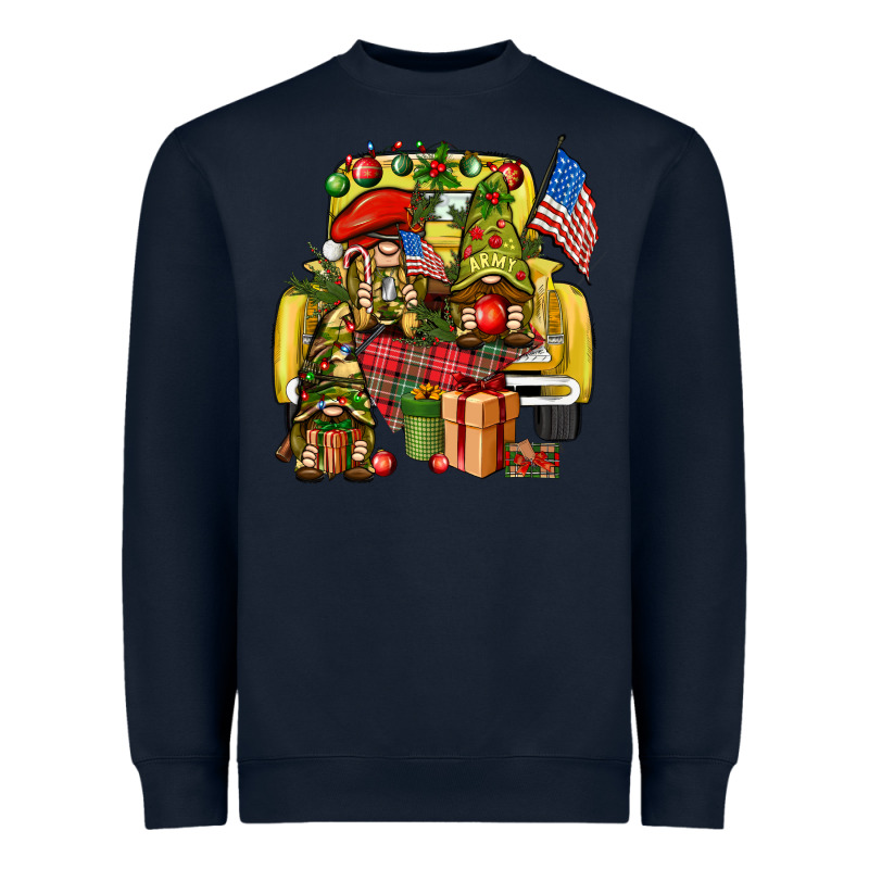 Christmas Army Gnomes Truck 4th Of July Heavyweight Sweatshirt by HowdyJamesFarm | Teevron
