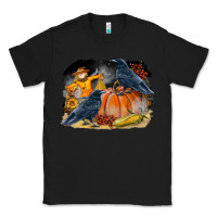 Black Fall Background With Crow Classic Tee - LillyAllenDesigns