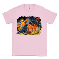Bubblegum Pink Fall Background With Crow Classic Tee - LillyAllenDesigns