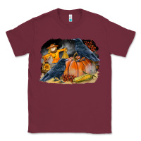 Burgundy Fall Background With Crow Classic Tee - LillyAllenDesigns
