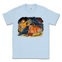 Dusty Blue Fall Background With Crow Classic Tee - LillyAllenDesigns