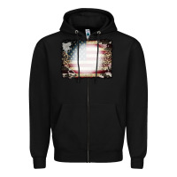 Black American Flag Cowhide Leopard Bleach Effect Zipper Hoodie - CowCowDesign