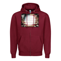 Burgundy American Flag Cowhide Leopard Bleach Effect Zipper Hoodie - CowCowDesign