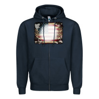 Navy American Flag Cowhide Leopard Bleach Effect Zipper Hoodie - CowCowDesign