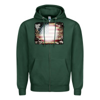 Sports Green American Flag Cowhide Leopard Bleach Effect Zipper Hoodie - CowCowDesign
