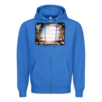 True Royal American Flag Cowhide Leopard Bleach Effect Zipper Hoodie - CowCowDesign