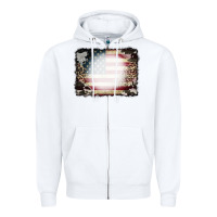 White American Flag Cowhide Leopard Bleach Effect Zipper Hoodie - CowCowDesign