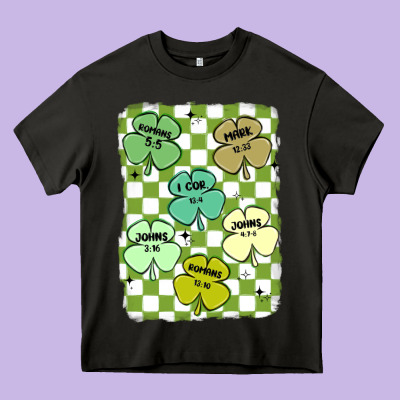 Shamrock Religious Heavy Core Tee Designed By Maliassmallbusiness