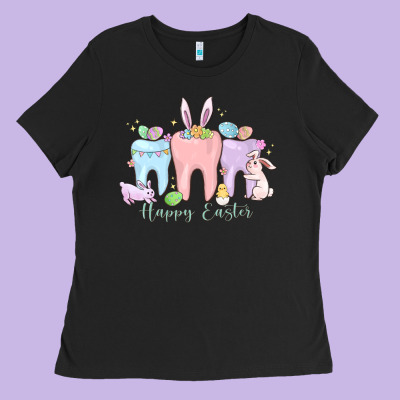 Happy Easter Teeth Ladies Tee Designed By Maliassmallbusiness