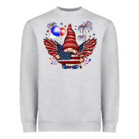 Heather Grey Gnome with 4th Of July elements Heavyweight Sweatshirt - HowdyJamesFarm