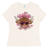 Bone cow with flowers and butterflies Ladies Tee - MaliasSmallBusiness