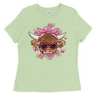 Matcha cow with flowers and butterflies Ladies Tee - MaliasSmallBusiness