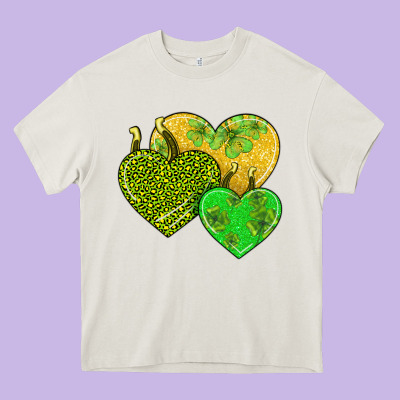 St Patricks Day Hearts Heavy Core Tee Designed By Adodesignshop