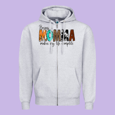 Being A Momma Makes My Life Complete Zipper Hoodie Designed By Cowcowdesign