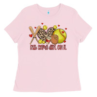Bubblegum Pink rub some dirt on it softball Ladies Tee - MaliasSmallBusiness