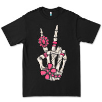 Black pink gemstone peace skeleton hand Premium Tee - MaliasSmallBusiness
