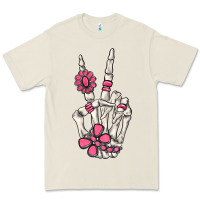 Bone pink gemstone peace skeleton hand Premium Tee - MaliasSmallBusiness