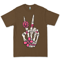 Cacao pink gemstone peace skeleton hand Premium Tee - MaliasSmallBusiness
