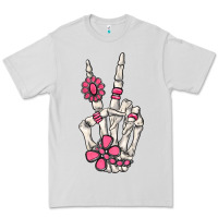 Dove Grey pink gemstone peace skeleton hand Premium Tee - MaliasSmallBusiness