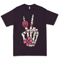 Plum pink gemstone peace skeleton hand Premium Tee - MaliasSmallBusiness