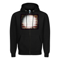 Black America Wood Flag with bBeach Effect Zipper Hoodie - CowCowDesign