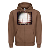 Chestnut America Wood Flag with bBeach Effect Zipper Hoodie - CowCowDesign