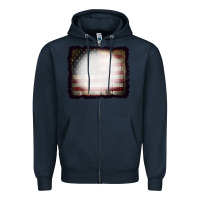 Navy America Wood Flag with bBeach Effect Zipper Hoodie - CowCowDesign