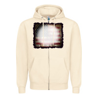 Sandshell America Wood Flag with bBeach Effect Zipper Hoodie - CowCowDesign