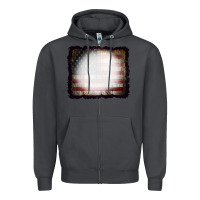 Smoke America Wood Flag with bBeach Effect Zipper Hoodie - CowCowDesign