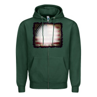 Sports Green America Wood Flag with bBeach Effect Zipper Hoodie - CowCowDesign