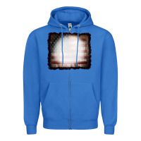 True Royal America Wood Flag with bBeach Effect Zipper Hoodie - CowCowDesign